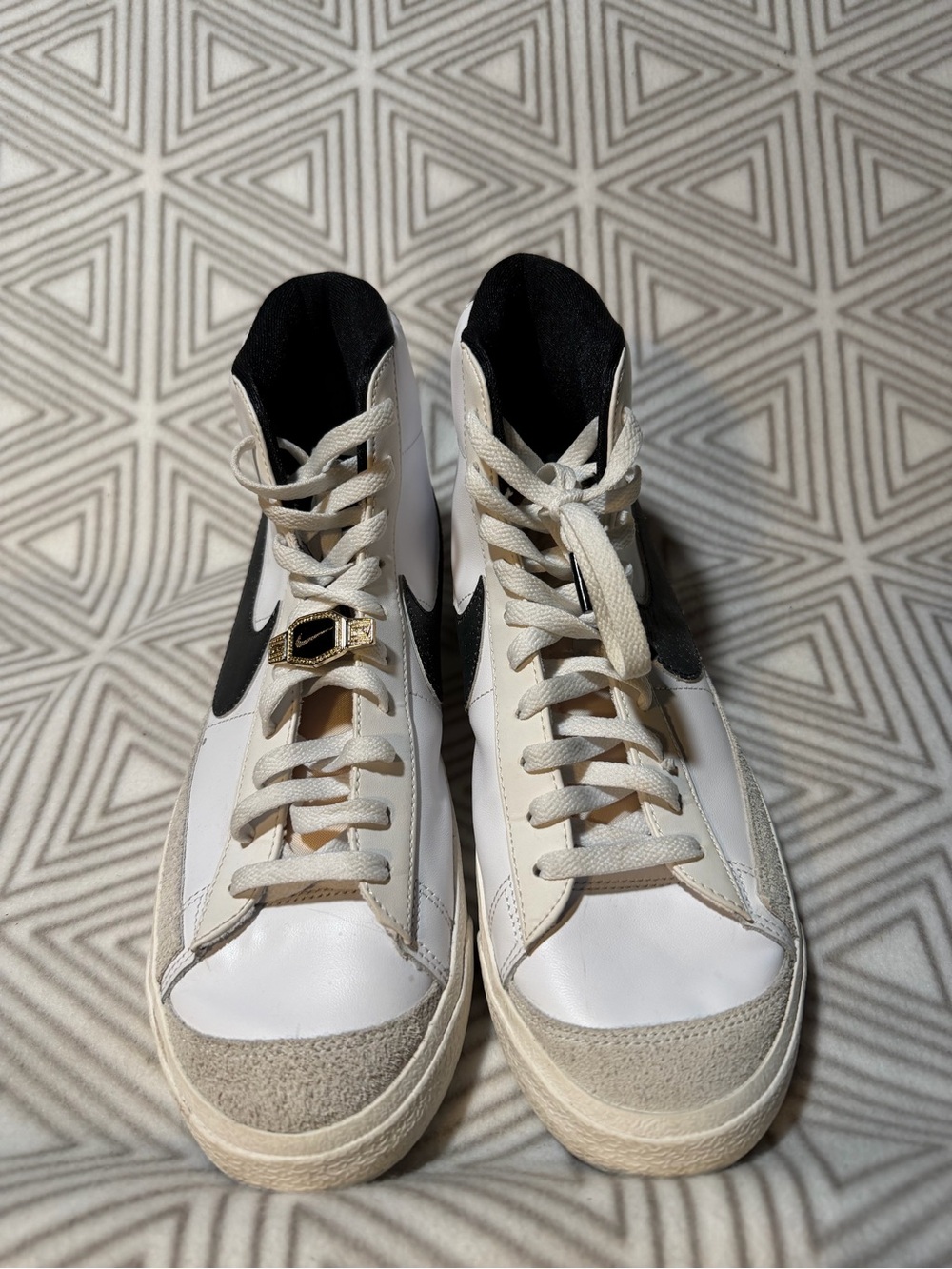 Nike Men’s High-Top Sneakers in White, Black and Cream